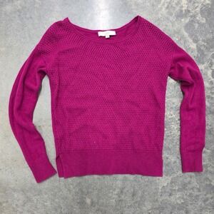 LOFT Women's‎ Purple Merino Wool Blend Knit Sweater Textured Pullover
